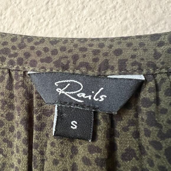 Rails Jasmine Long Sleeve Smocked Dress in Olive Speckled Size S - Picture 4 of 6